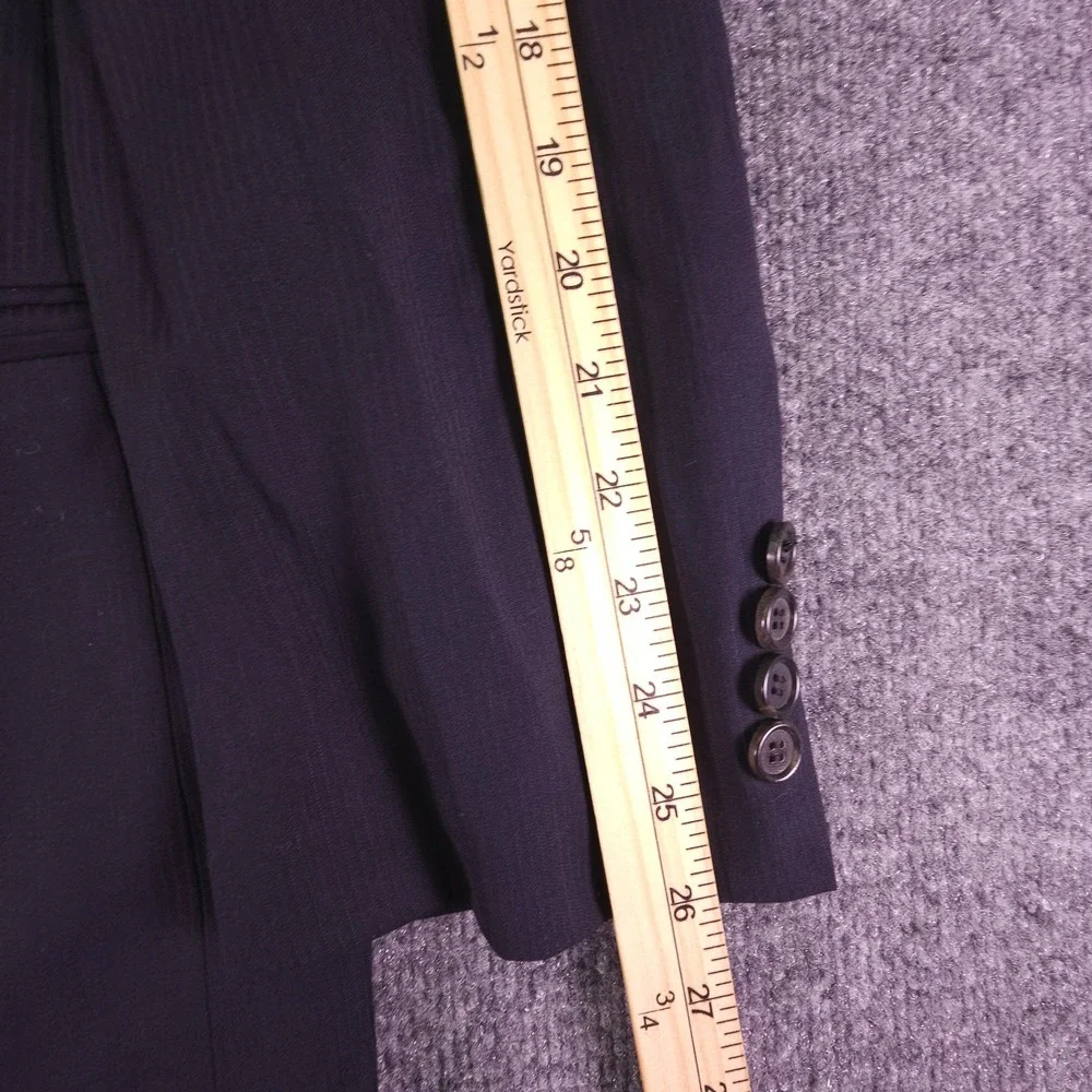 Hugo Boss‎ Suit Mens 42L Navy Blue 3 Button 100% Wool Canvas Pants 38x33 Pleated